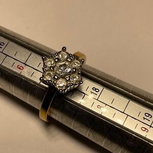 Gold Plated Ring with clear stones. Size 7